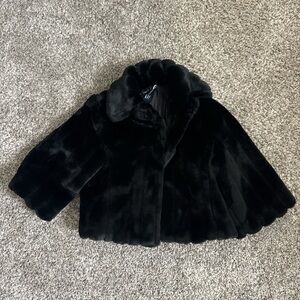 GAP Black Faux Fur Coat